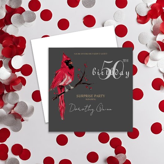 水彩（鳥）ショウジョウコウカンチョウサプライズバースデーパーティー 招待状