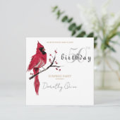 水彩(鳥)ショウジョウコウカンチョウサプライズバースデーパーティー 招待状 (スタンド正面)