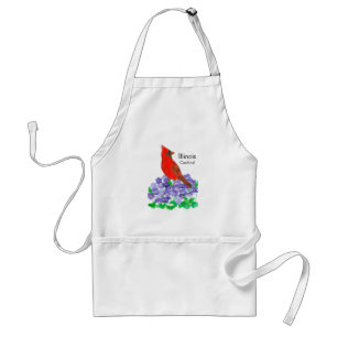 水彩(鳥)ショウジョウコウカンチョウバードウッドバイオレット花 スタンダードエプロン