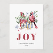 水彩（鳥）ショウジョウコウカンチョウバードキュートクリスマスハガキ シーズンポストカード (正面)