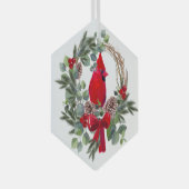 水彩（鳥）ショウジョウコウカンチョウレッドバードリース ガラスオーナメント (正面右)