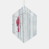 水彩(鳥)ショウジョウコウカンチョウレッドバードワイルドライフ自然アート ガラスオーナメント (正面左)