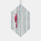 水彩(鳥)ショウジョウコウカンチョウレッドバードワイルドライフ自然アート ガラスオーナメント (正面右)