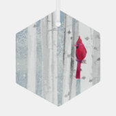 水彩(鳥)ショウジョウコウカンチョウレッドバードワイルドライフ自然アート ガラスオーナメント (裏面)