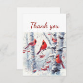 水彩（鳥）ショウジョウコウカンチョウレッドバード野生生物自然 サンキューカード (正面/裏面)
