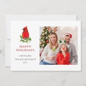 水彩（鳥）ショウジョウコウカンチョウ家族の写真の休日の挨拶 シーズンカード (正面)