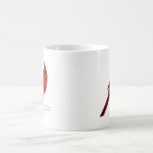 水彩(鳥)ショウジョウコウカンチョウ深いダークレッド飽和マシュー コーヒーマグカップ (中央)