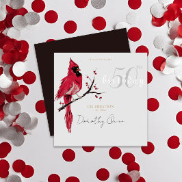 水彩（鳥）ショウジョウコウカンチョウ誕生日パーティー 招待状