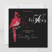 水彩(鳥)ショウジョウコウカンチョウ誕生日パーティー 招待状 (正面)