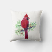 水彩（鳥）ショウジョウコウカンチョウ、レッドバード クッション (裏面)