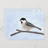 水彩（黒）の《鳥》アメリカゴガラはがき ポストカード (正面/裏面)