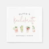 水彩 Cocktail カスタマイズされた独身最後の祝い スタンダードカクテルナプキン (正面)