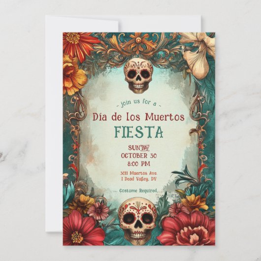💀🎉 水彩 Día de Muertos パーティー招待状 招待状 (正面)