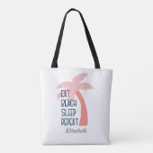 水彩 Eat Beach Sleep Repeat パームツリートート トートバッグ (裏面)