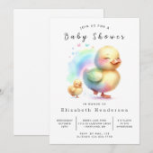 水彩 Editable ダックベイビーシャワー 招待状 (正面/裏面)