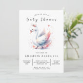 水彩 Editable Swan ベビーシャワー 招待状 (スタンド正面)