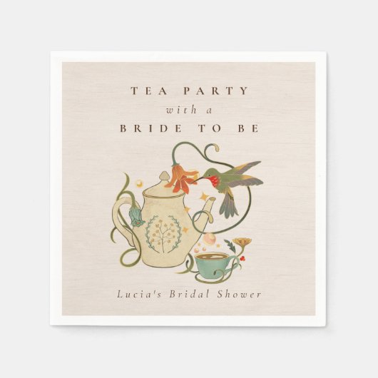 水彩 Faecore 花柄 ティーパーティー ブライダルシャワー スタンダードカクテルナプキン (正面)