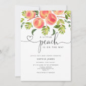 水彩 Little peach がやってくる ベビーシャワー 招待状 (正面)