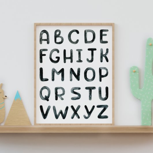 水彩ABCのアルファベットポスター ポスター
