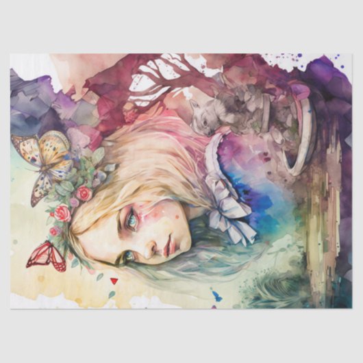 水彩Aliceデコページティッシュペーパー 薄葉紙 (正面)