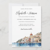 水彩Amalfi Coast Italy結婚の写真 招待状 (正面)