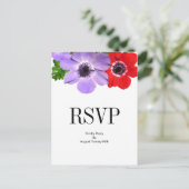 水彩Anemoneフローラ結婚式RSVPポストカード インビテーションポストカード (スタンド正面)
