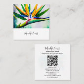 *~*水彩AP10フラワーバード・オブ・パラダイスQR 23 スクエア名刺 (正面/裏面)