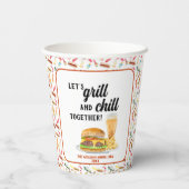 水彩BBQフード、ドリンク&デザートパーティー 紙コップ (裏面)