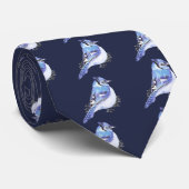 水彩Blue Jayバードアート自然 ネクタイ (ロール)
