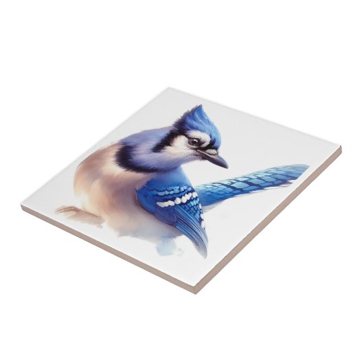 水彩Blue Jay Bird Art タイル (側面)