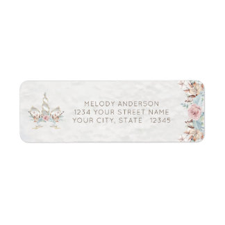 水彩BOHOウッドランド素朴フローラユニコーン ラベル