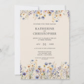 水彩BOHOワイルドフラワーエレガントベージュ結婚ズ 招待状 (正面)