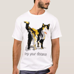 水彩Calico猫「保お前の距離」 Tシャツ