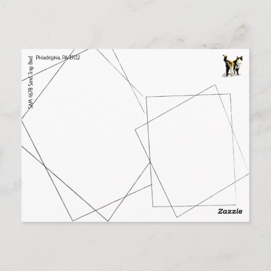 水彩Calico Cat幾何学模様 ポストカード (裏面)