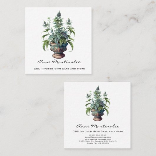 水彩CBD鉢植え スクエア名刺 (正面/裏面)