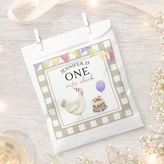 水彩Chick 1st birthday フェイバーバッグ (クリップ留めされた状態)
