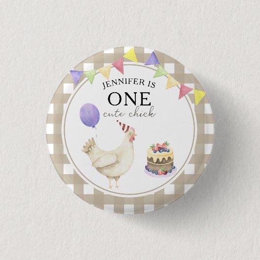 水彩Chick 1st birthday 缶バッジ (正面)