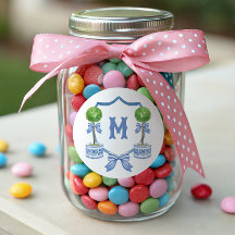 水彩Chinoiserieトピアリーモノグラムクレスト