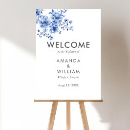水彩Chinoiserieフローラウェルカムサイン ポスター