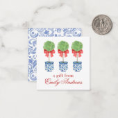 水彩Chinoiserie赤い弓トピアリーエンクロージャ ノートカード (正面/裏面インサイチュ)