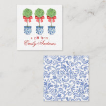 水彩Chinoiserie赤い弓トピアリーエンクロージャ