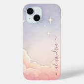 水彩Cloudscape Pink Sky名前 Case-Mate iPhoneケース (裏面)