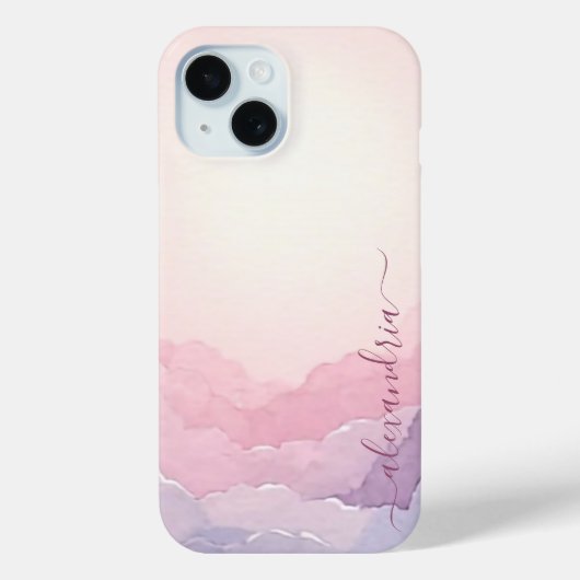水彩Cloudscape Pink Sky名前 Case-Mate iPhoneケース (裏面)