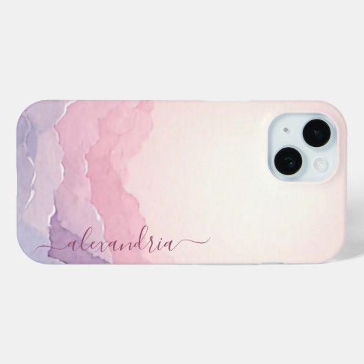 水彩Cloudscape Pink Sky名前 Case-Mate iPhoneケース (裏面 (横))