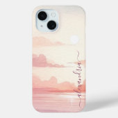 水彩Cloudscape Pink Sky名前 Case-Mate iPhoneケース (裏面)