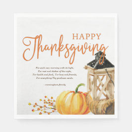 水彩Cornucopiaカボチャ感謝詩 スタンダードランチョンナプキン