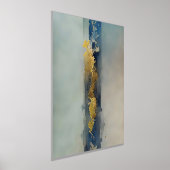 水彩ethereal抽象芸術金ゴールド青い砂 箔ポスター (レイダウン)