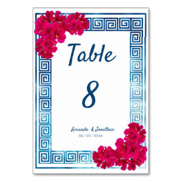 水彩Grecianエレガンス+ピンクの花 テーブルナンバー