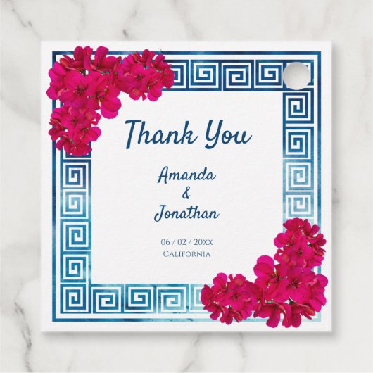 水彩Grecianエレガンス+ピンクの花 フェイバータグ (裏面)