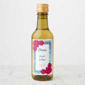 水彩Grecianエレガンス+ピンクの花 ワインラベル (正面)